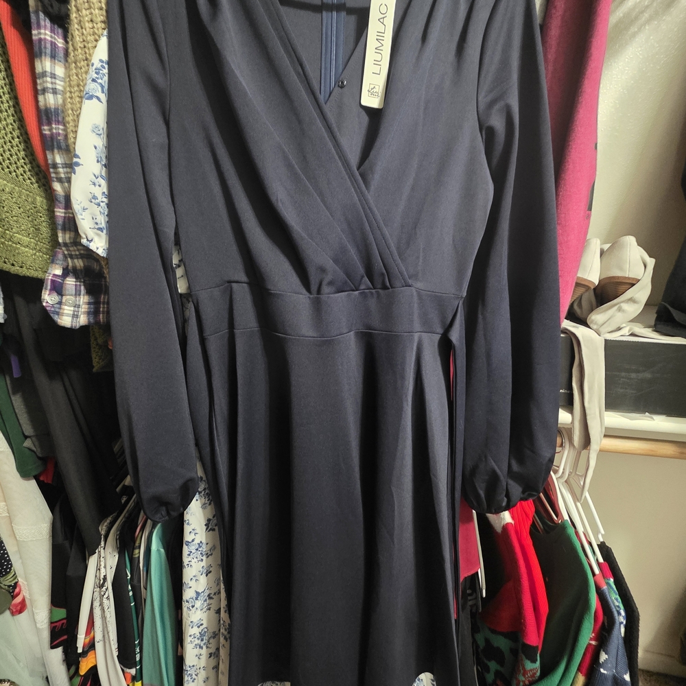 Women's Long Sleeve Navy Dress